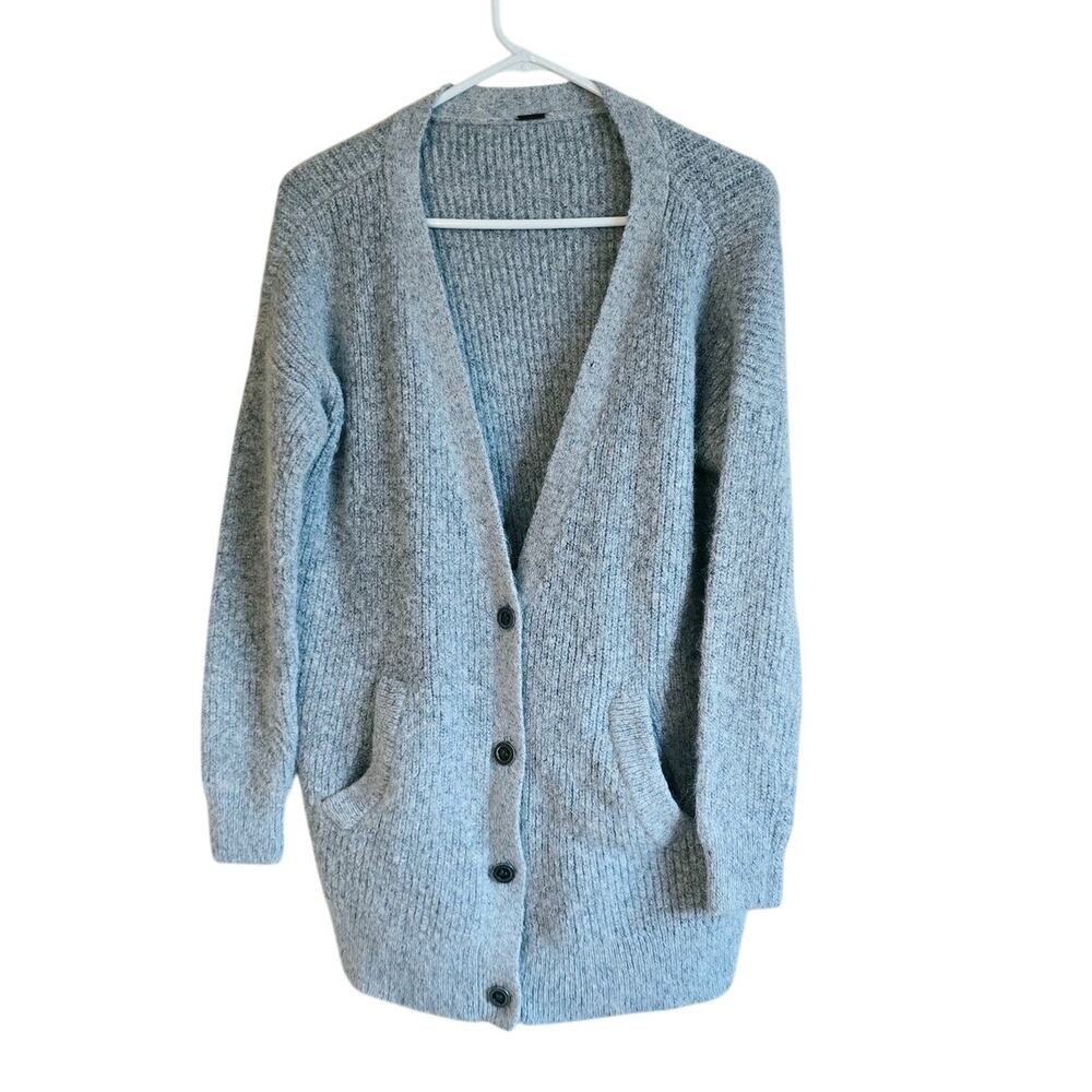 Free people alpaca wool blend gray oversized grandpa sweater